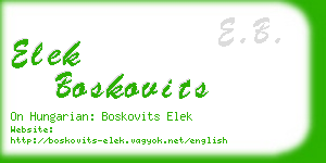 elek boskovits business card